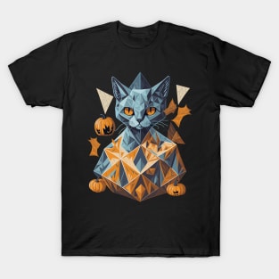 Geometric Halloween Cat T-Shirt